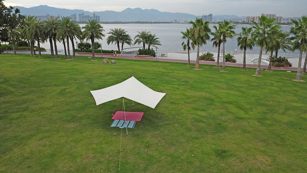 Octagon 5x5 Black Coating Tarp for 12 People Ultra Large Outdoor Camping Black Coated Tarp Waterproof Octagonal Sunshade Awning