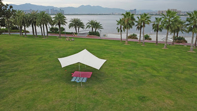 Octagon 5x5 Black Coating Tarp for 12 People Ultra Large Outdoor Camping Black Coated Tarp Waterproof Octagonal Sunshade Awning
