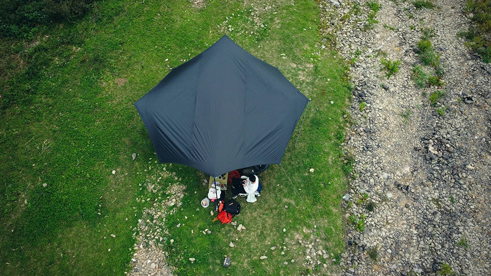 Octagon 5x5 Black Coating Tarp for 12 People Ultra Large Outdoor Camping Black Coated Tarp Waterproof Octagonal Sunshade Awning