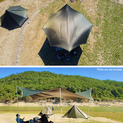 Octagon 5x5 Black Coating Tarp for 12 People Ultra Large Outdoor Camping Black Coated Tarp Waterproof Octagonal Sunshade Awning