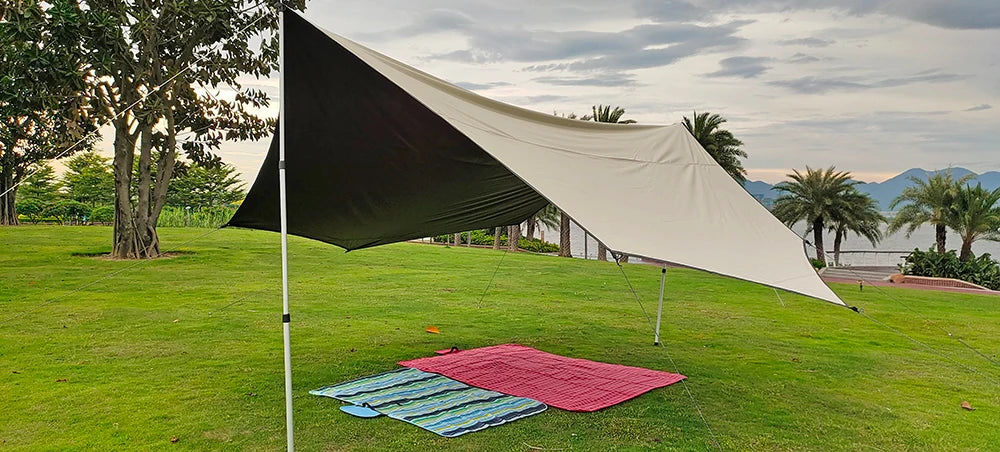 Octagon 5x5 Black Coating Tarp for 12 People Ultra Large Outdoor Camping Black Coated Tarp Waterproof Octagonal Sunshade Awning