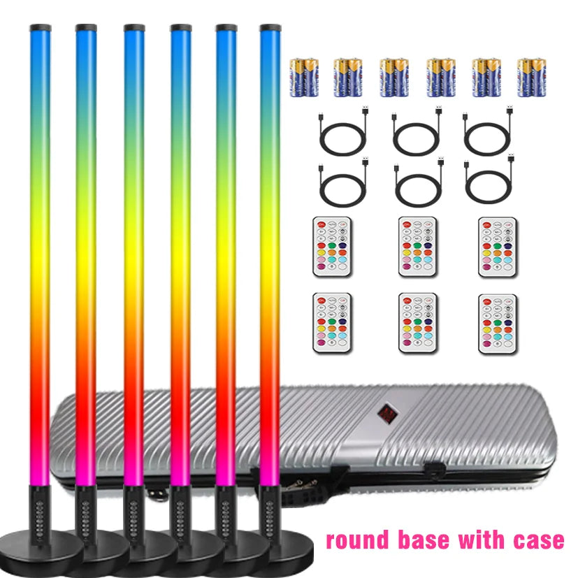 6Pcs TL-130Plus Rechargeable Battery Rgb Led Neon Tube Lights With Stand Bracket For DJ Dance Stage Party Events Both Lighting